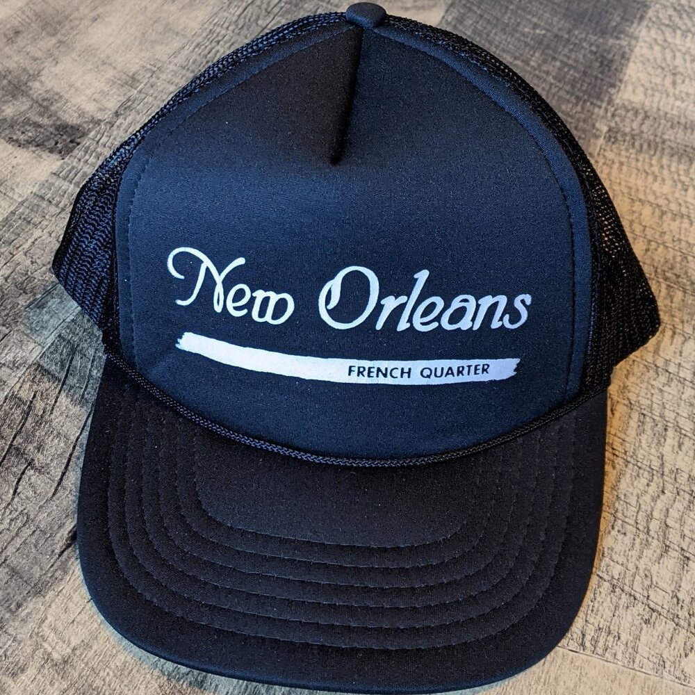 New Orleans French Quarter Trucker Hat Black Snapback